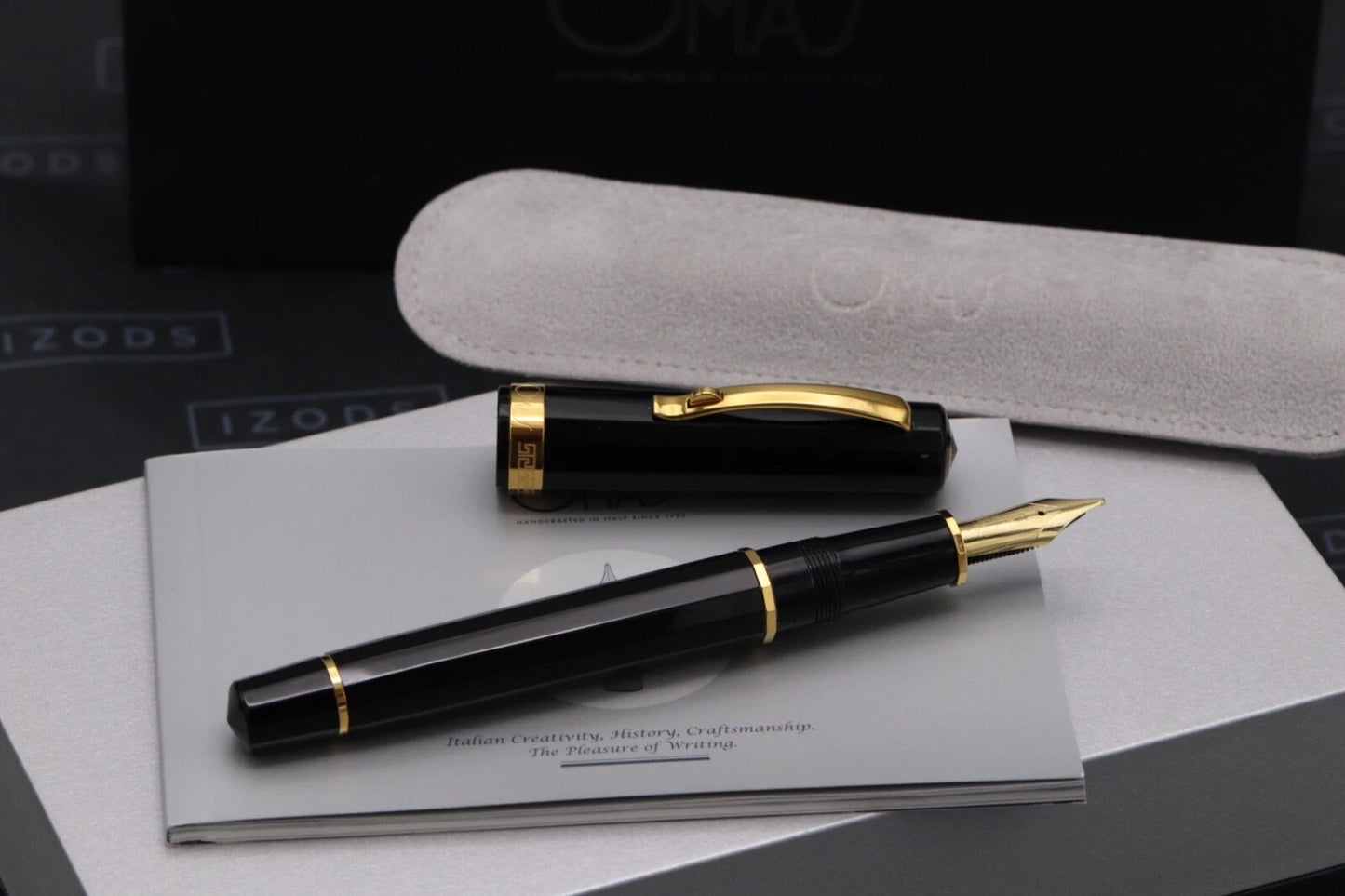 Omas Milord Black Gold Trim Fountain Pen - 18k Broad Nib image 7
