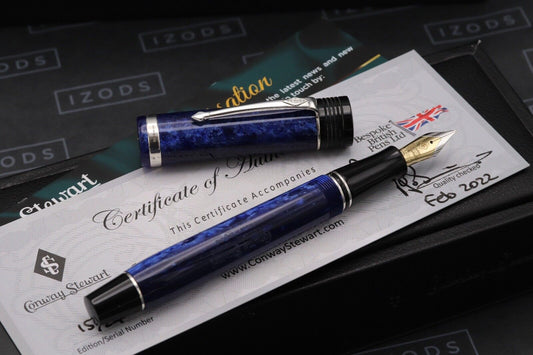 Conway Stewart Churchill Blue Stardust Fountain Pen - IB Nib image 1