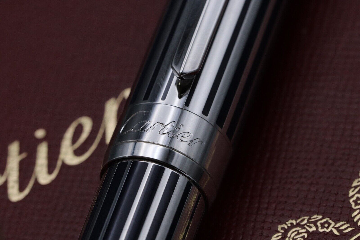 Cartier Pasha Platinum-Plated Blue Striped Lacquer Ballpoint Pen image 2