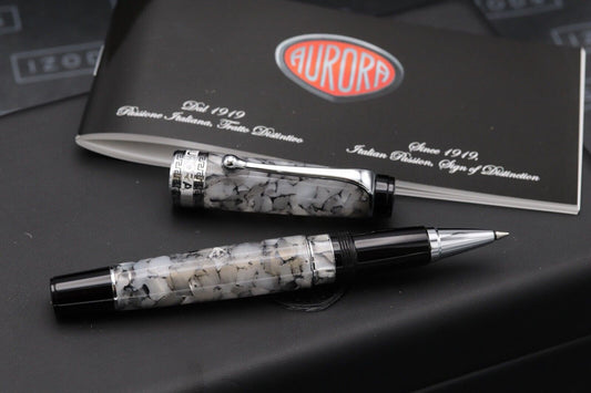 Aurora Optima Black Pearl Chrome Rollerball Pen - UNUSED image 1