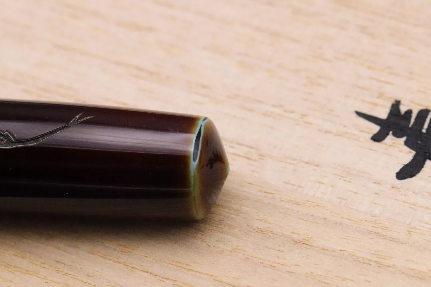 Nakaya Piccolo Cigar Heki-Tamenuri Negoro Fountain Pen - Soft Fine Nakata Nib image 7