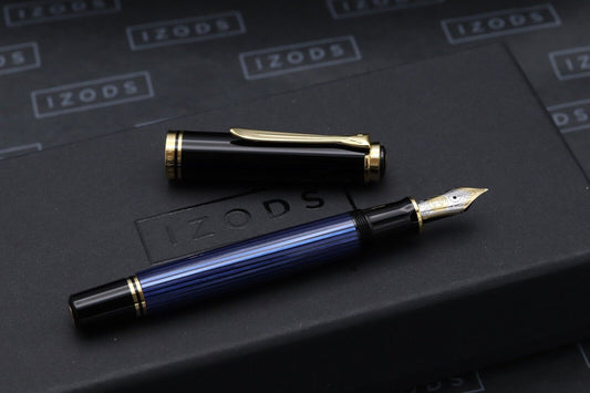 Pelikan Souveran M800 Blue Black Fountain Pen - Fine PF Nib (1996-97) image 1
