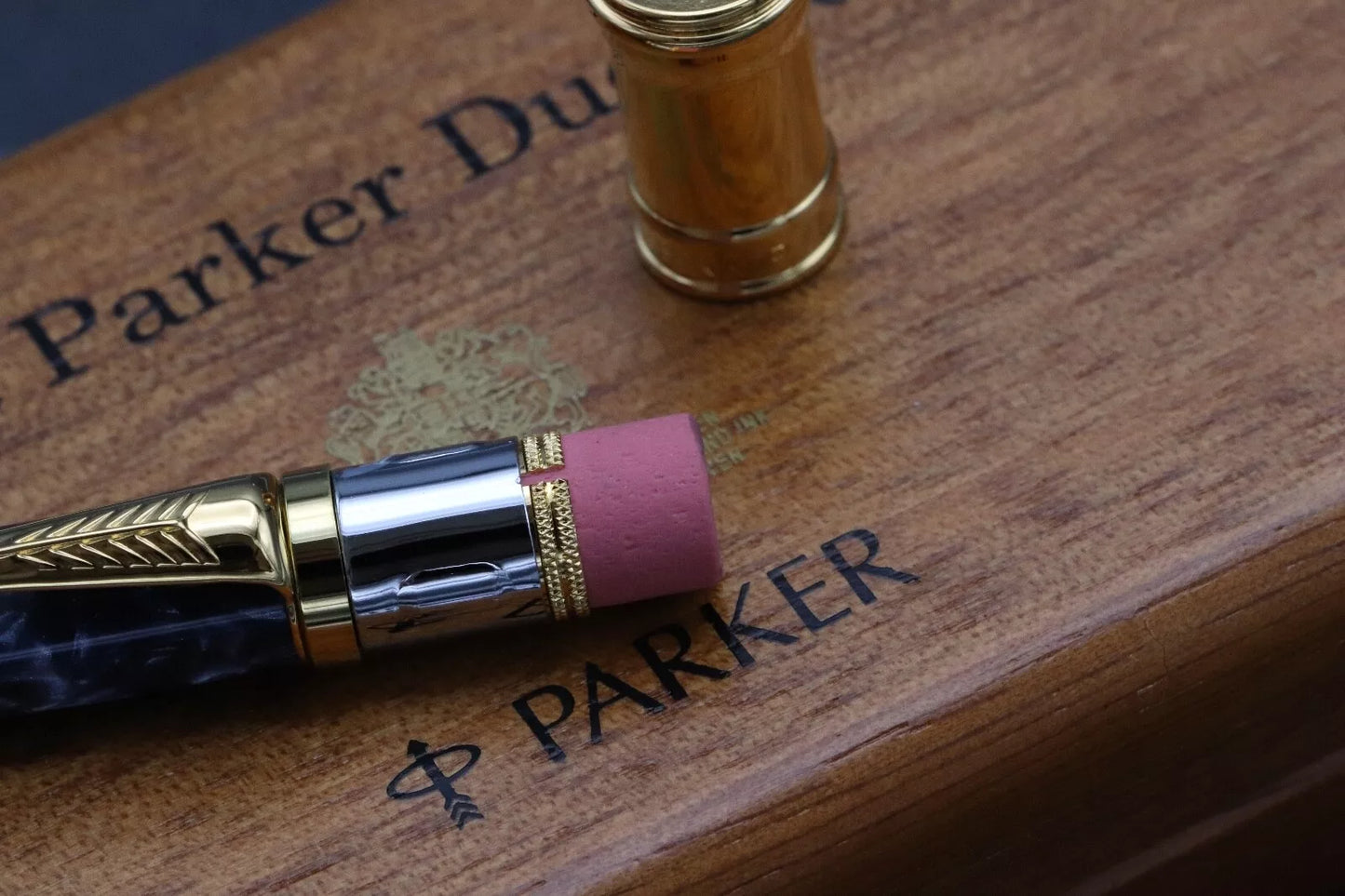 Parker Duofold Blue Marble Mechanical Pencil and Ballpoint Pen Set image 7