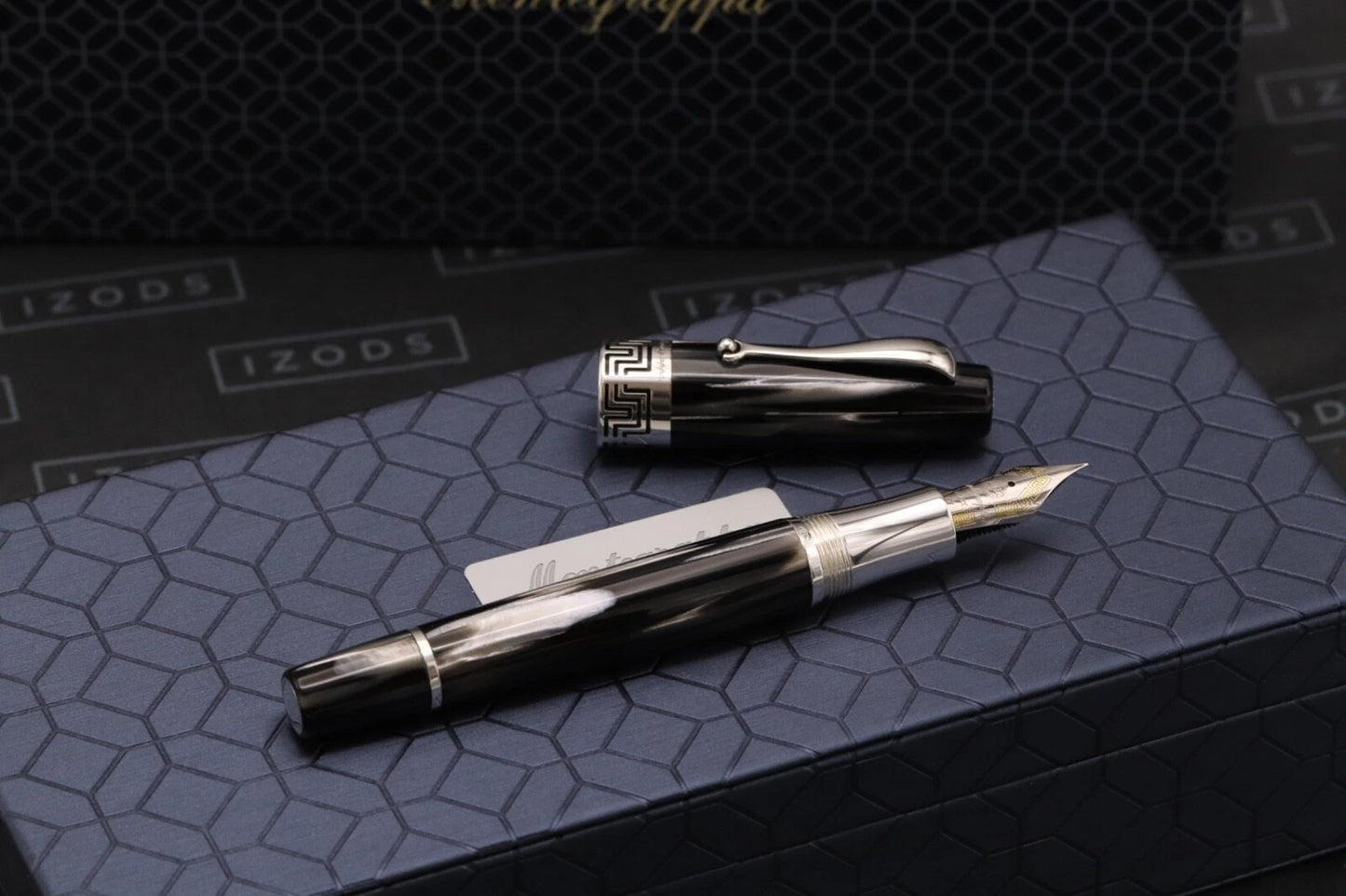 Montegrappa Extra 1930 Black White Celluloid Fountain Pen - EF Nib image 7