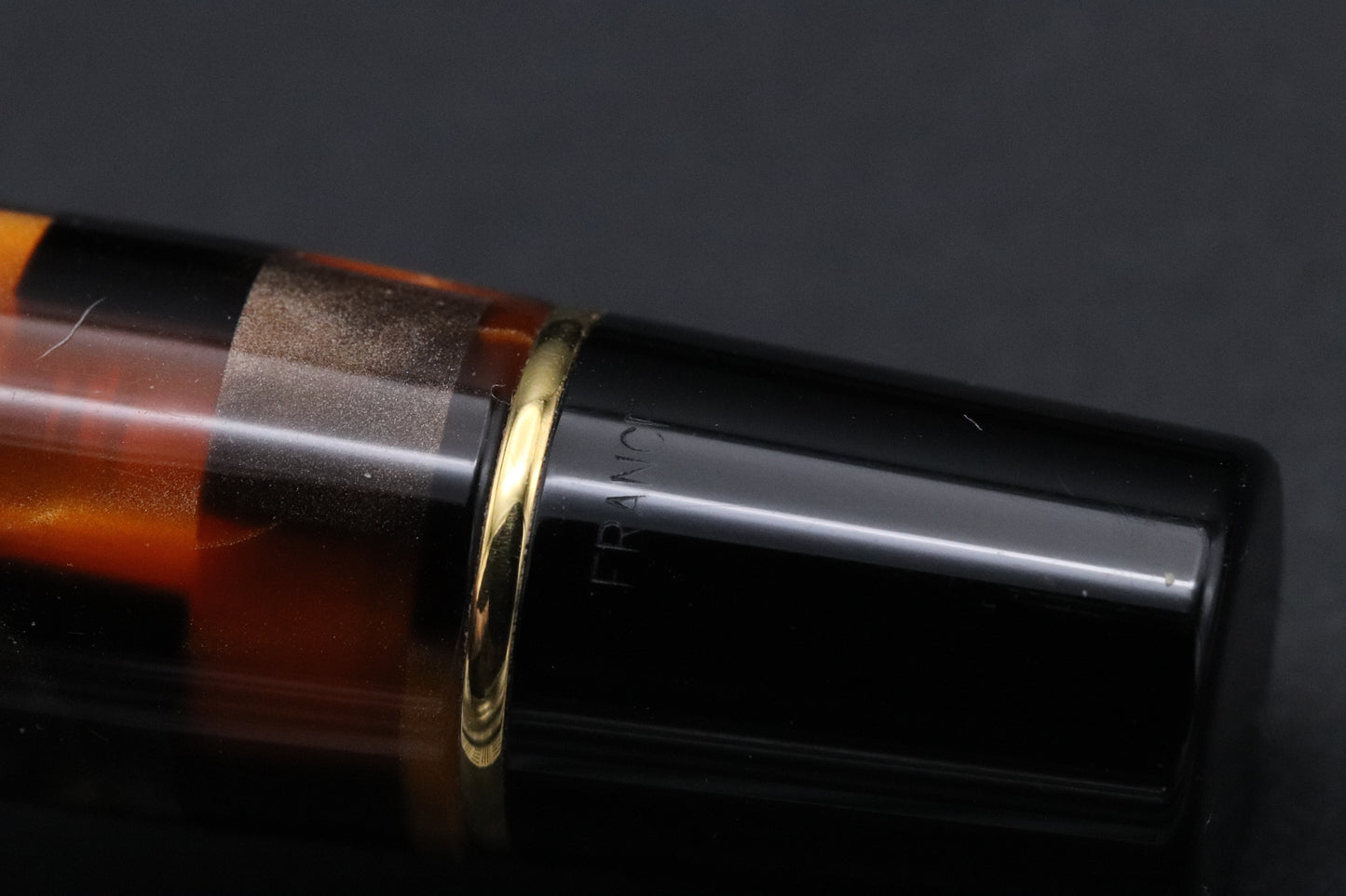 Parker Duofold Centennial Check Amber Fountain Pen - EF Nib