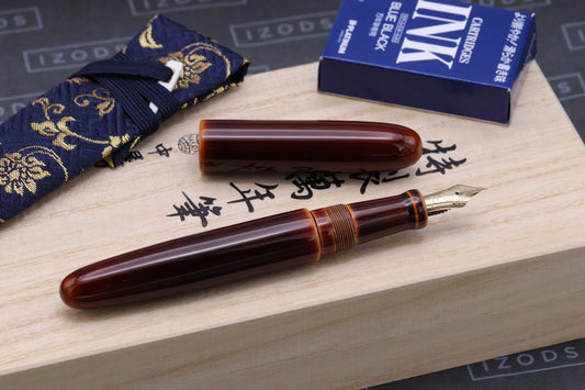 Nakaya D-17mm Portable Cigar Toki-tamenuri Fountain Pen - Soft Fine Nib