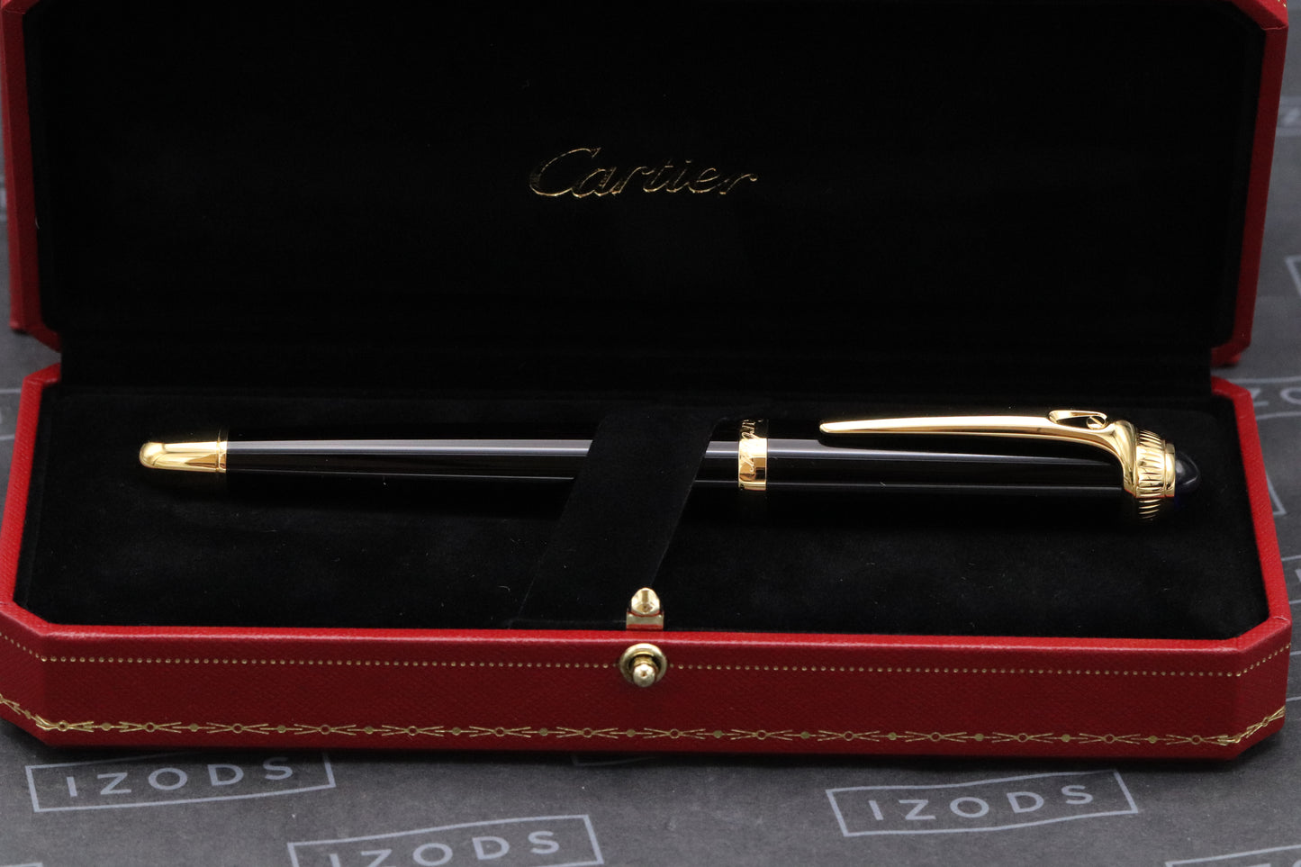 Cartier R de Cartier Black Red Gold Rollerball Pen