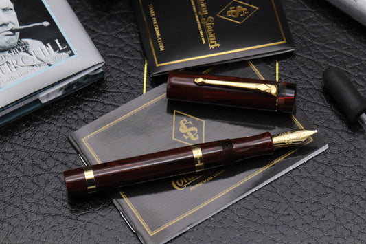 Conway Stewart Marlborough Rose Ripple Ebonite Eyedropper Fountain Pen - IB Nib