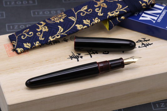 Nakaya Portable Cigar Aka-Tamenuri Fountain Pen with Platinum 3776 SF Nib
