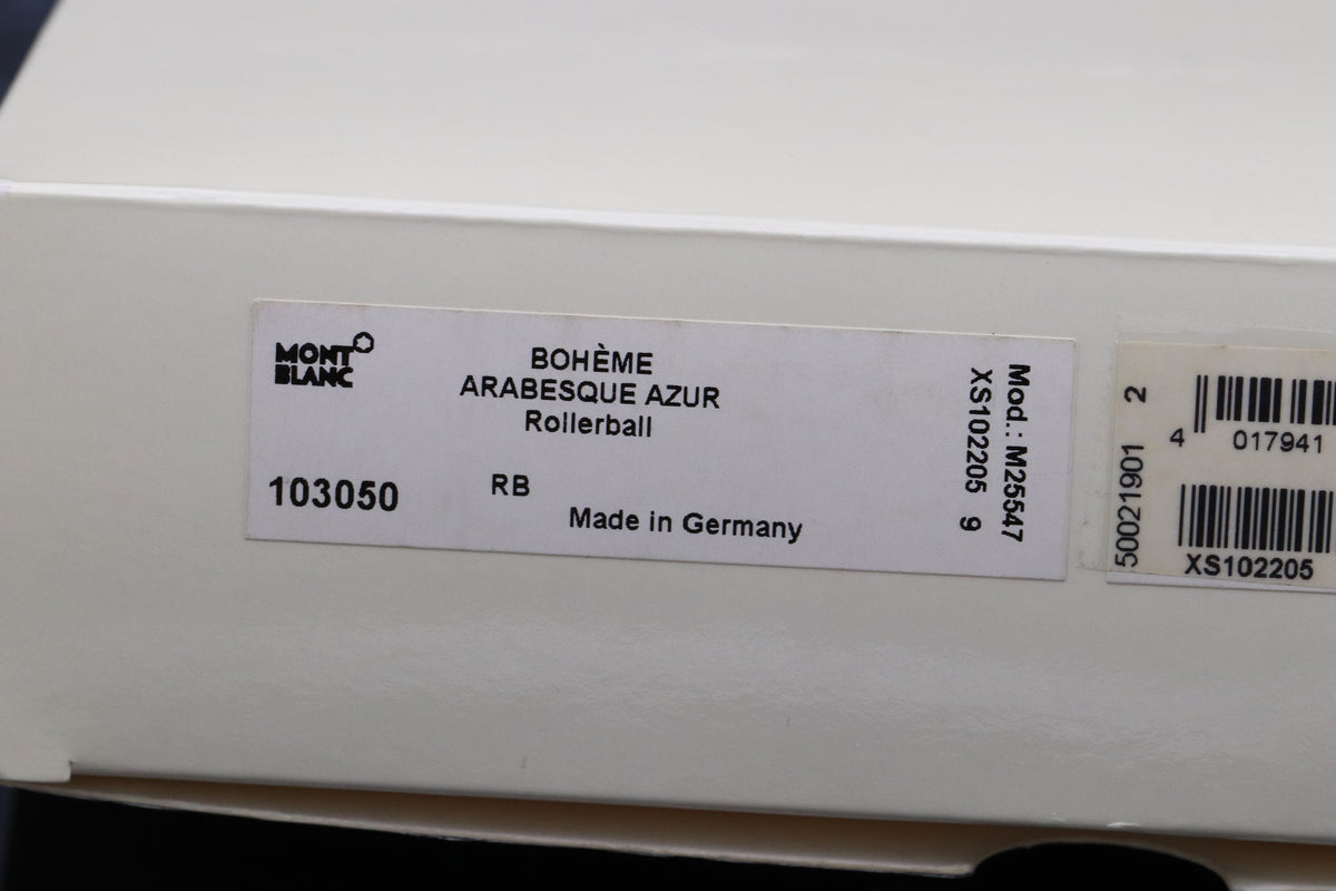 Montblanc Boheme Arabesque Azur Sterling Silver Rollerball / Fineliner Pen