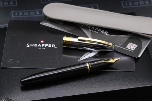 Sheaffer Legacy Black Chrome & Gold Fountain Pen - UNUSED - Fine Nib