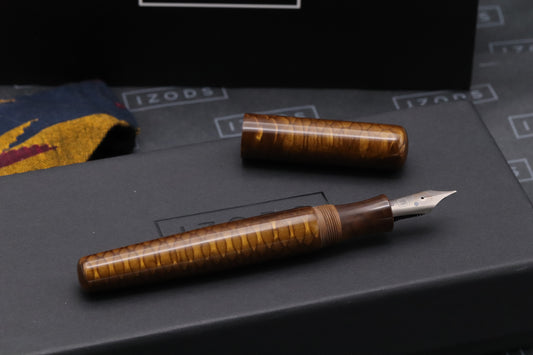 London Pen Company Christopher 15 Brown Fountain Pen - #8 Titanium Broad Nib