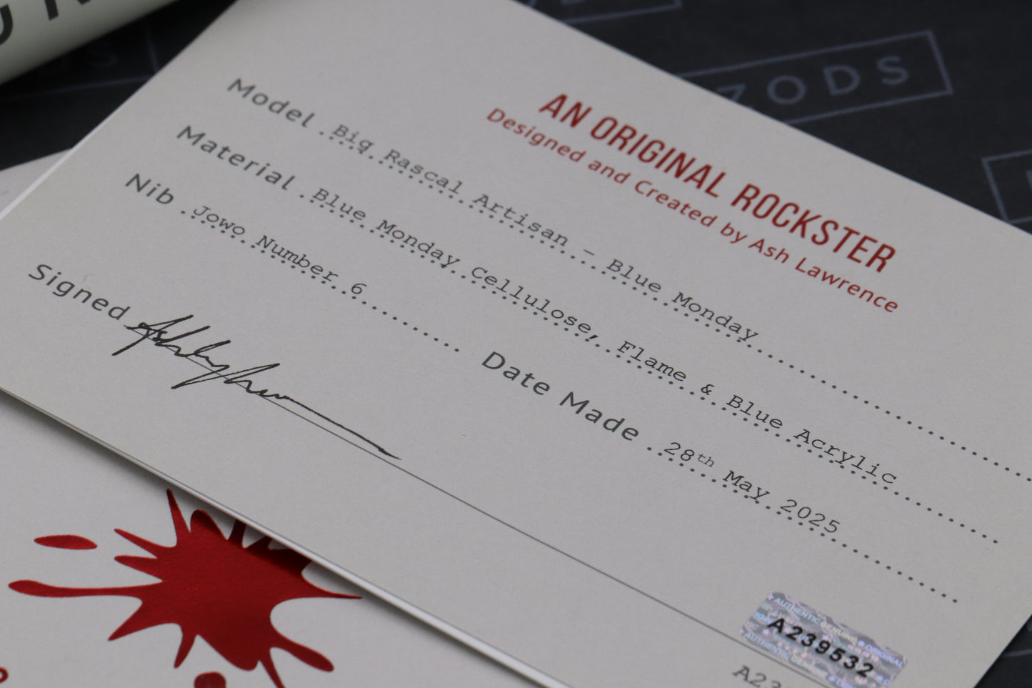 Rockster Big Rascal Artisan Blue Monday Fountain Pen - Titanium Nib