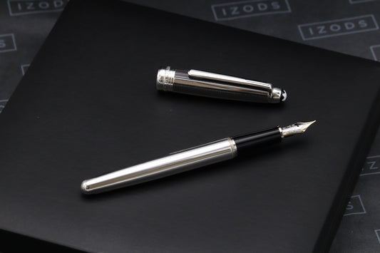 Montblanc Meisterstuck Classique Silver Fibre Guilloche Fountain Pen - EF Nib - NEVER INKED