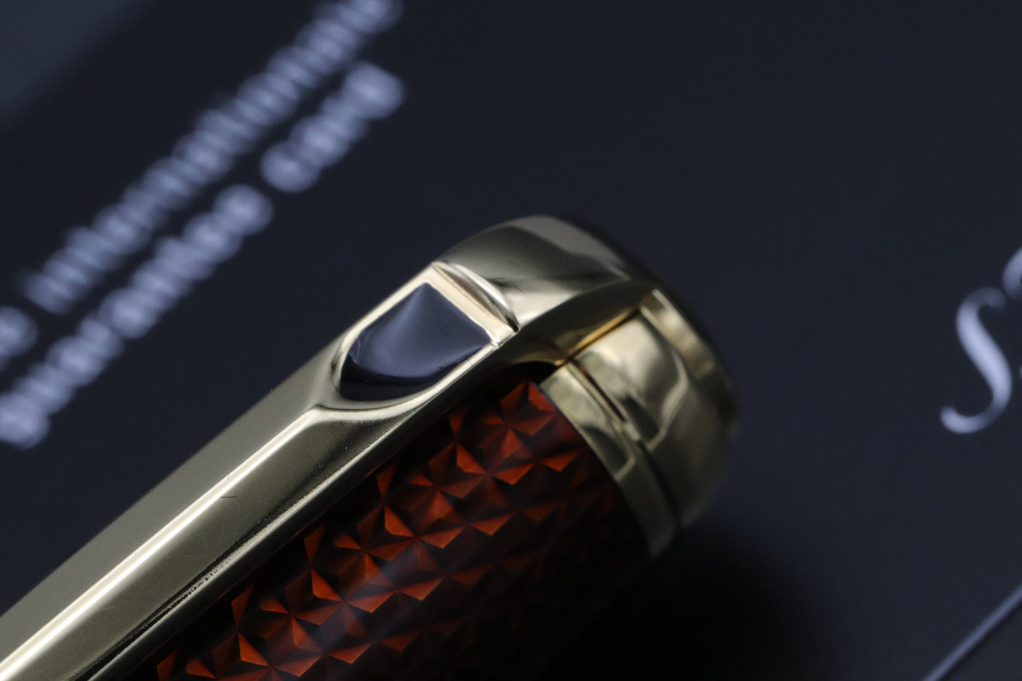 S.T. Dupont Line D Large Amber Guilloche Fountain Pen