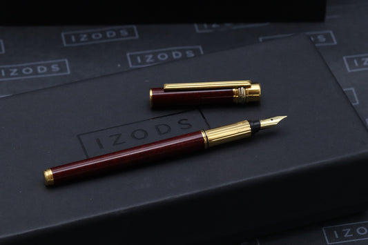 Cartier Must de Cartier Red Black Marble Lacquer Fountain Pen