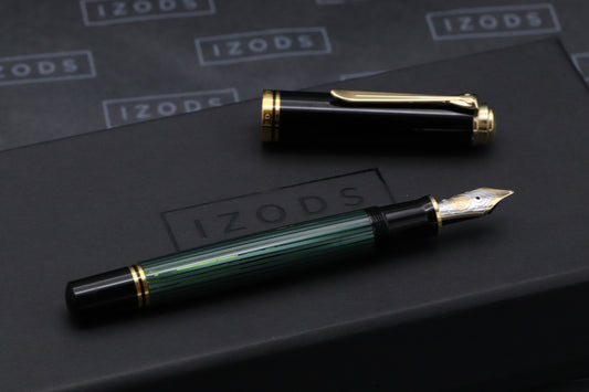 Pelikan Souveran M800 Green Black Fountain Pen - Broad Nib - Transparent Barrel