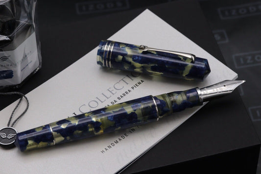 Leonardo MZ Grande OMAS Blue Lucens Celluloid Bespoke Fountain Pen - #8 Stub Nib image 1