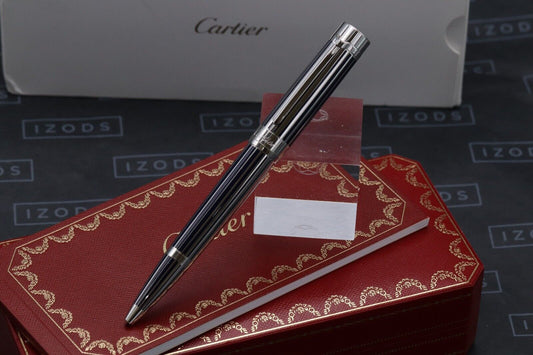 Cartier Pasha Platinum-Plated Blue Striped Lacquer Ballpoint Pen image 1