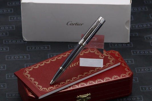 Cartier Pasha Platinum-Plated Blue Striped Lacquer Ballpoint Pen image 0