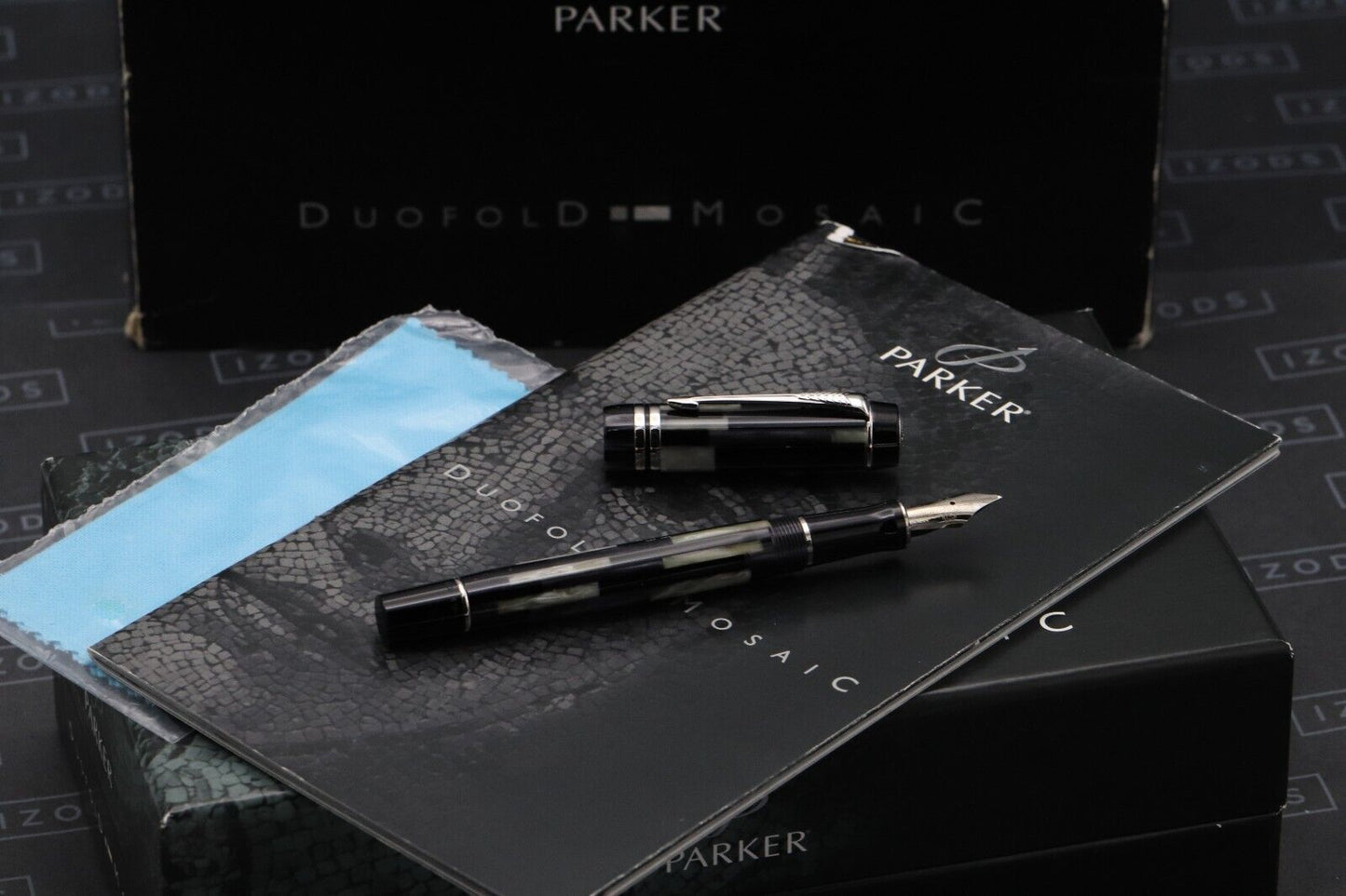 Parker Duofold International Black Mosaic Fountain Pen - DIPPED image 0
