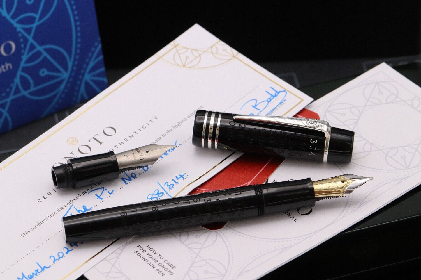 Onoto Magna Pi Fountain Pen - #8 18K and Ti Broad Nibs Included image 1