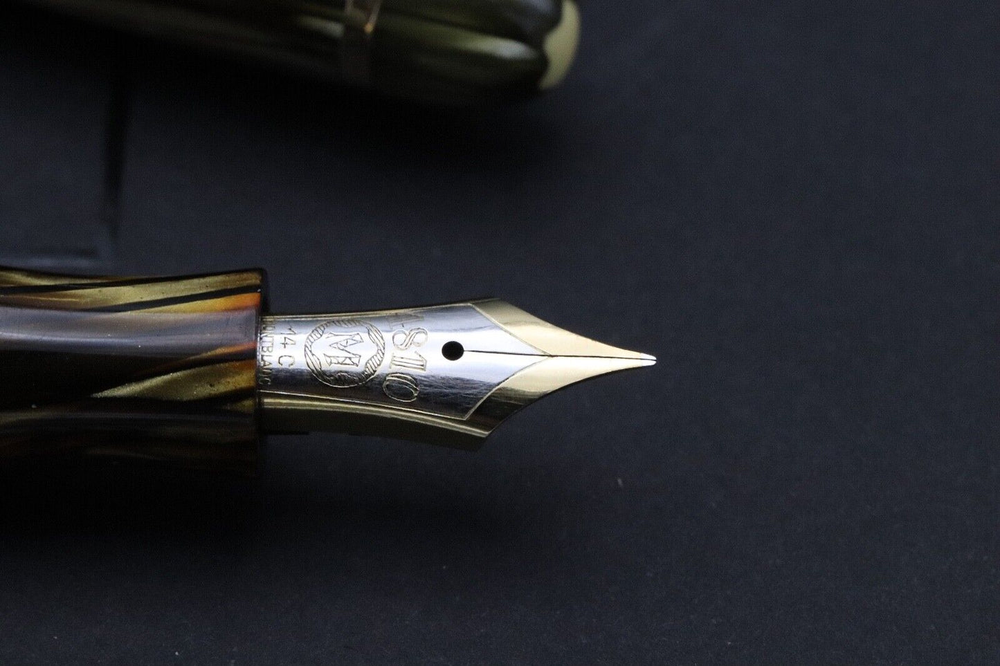 Montblanc Meisterstuck 146 Green Striated Celluloid 1950’S Fountain Pen - EF Nib image 2