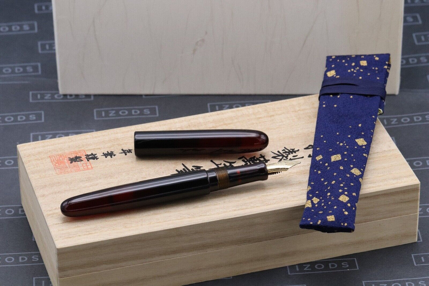 Nakaya Long Cigar Akebono 'Red and Black Skeleton' Fountain Pen - Music Nib image 1