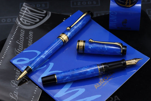 Aurora Optima Mare LE Blue Auroloide Fountain Pen and Mechanical Pencil image 1