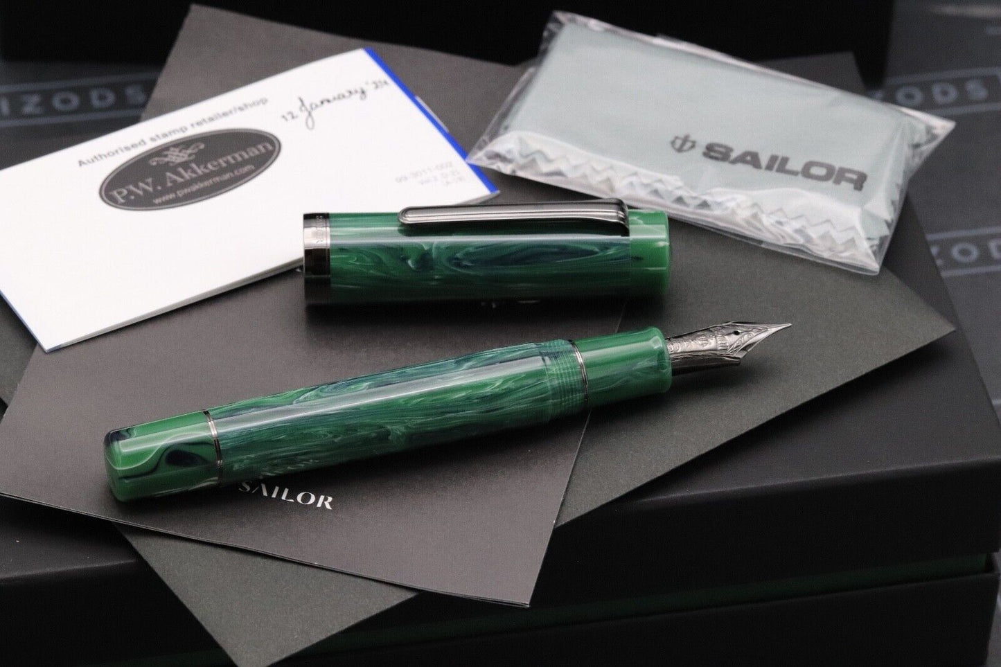 Sailor Luminous Shadow Grove Green Fountain Pen - Medium KOP Nib image 1