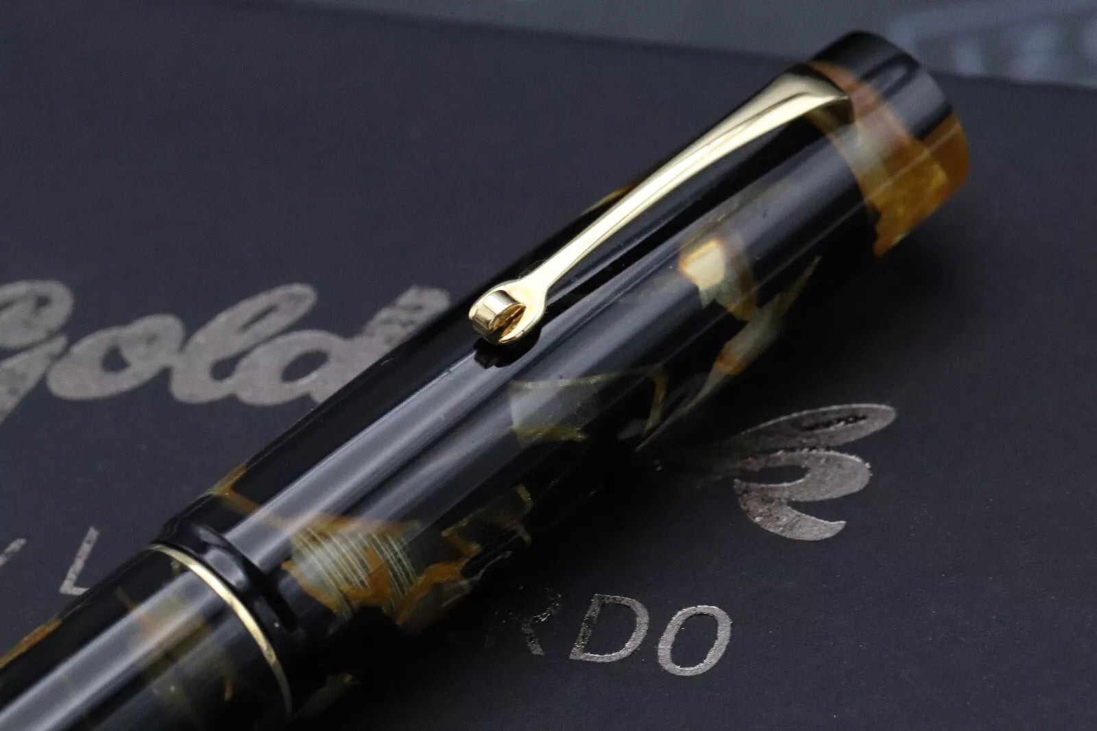 Goldfink by Leonardo MZ Grande Black Lucens Celluloid Fountain Pen -#8 EF Nib image 5