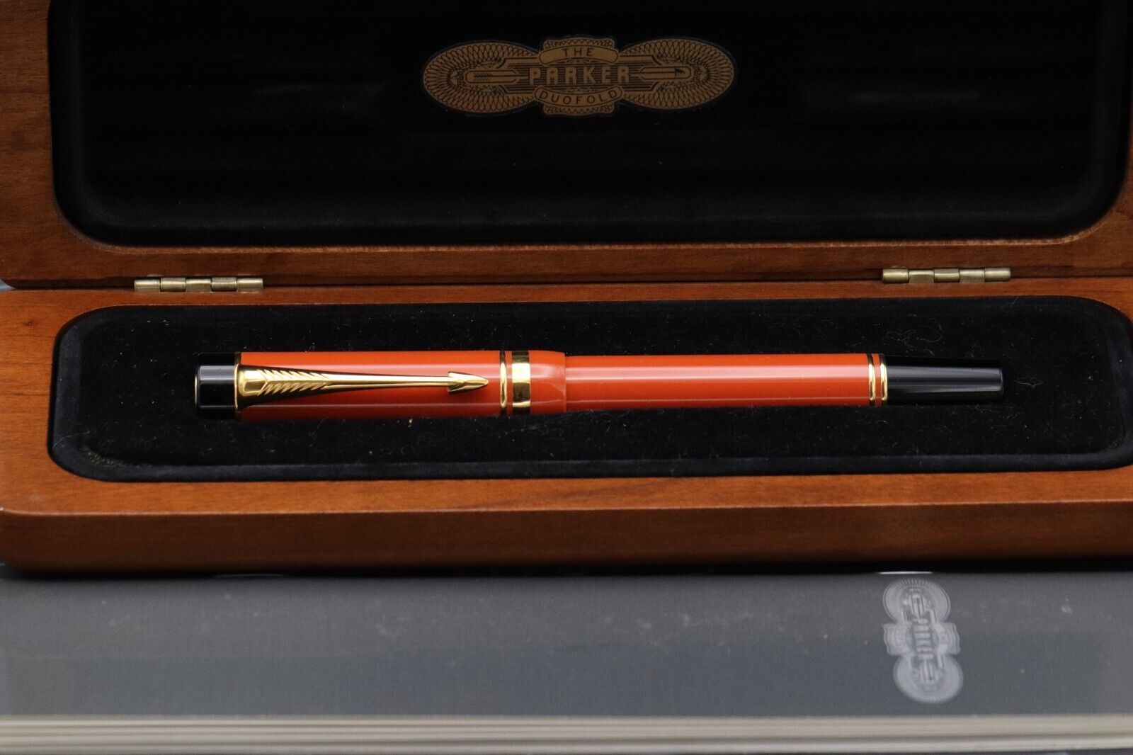 Parker Duofold Centennial Orange Fountain Pen - 1990 - Fine Nib image 7