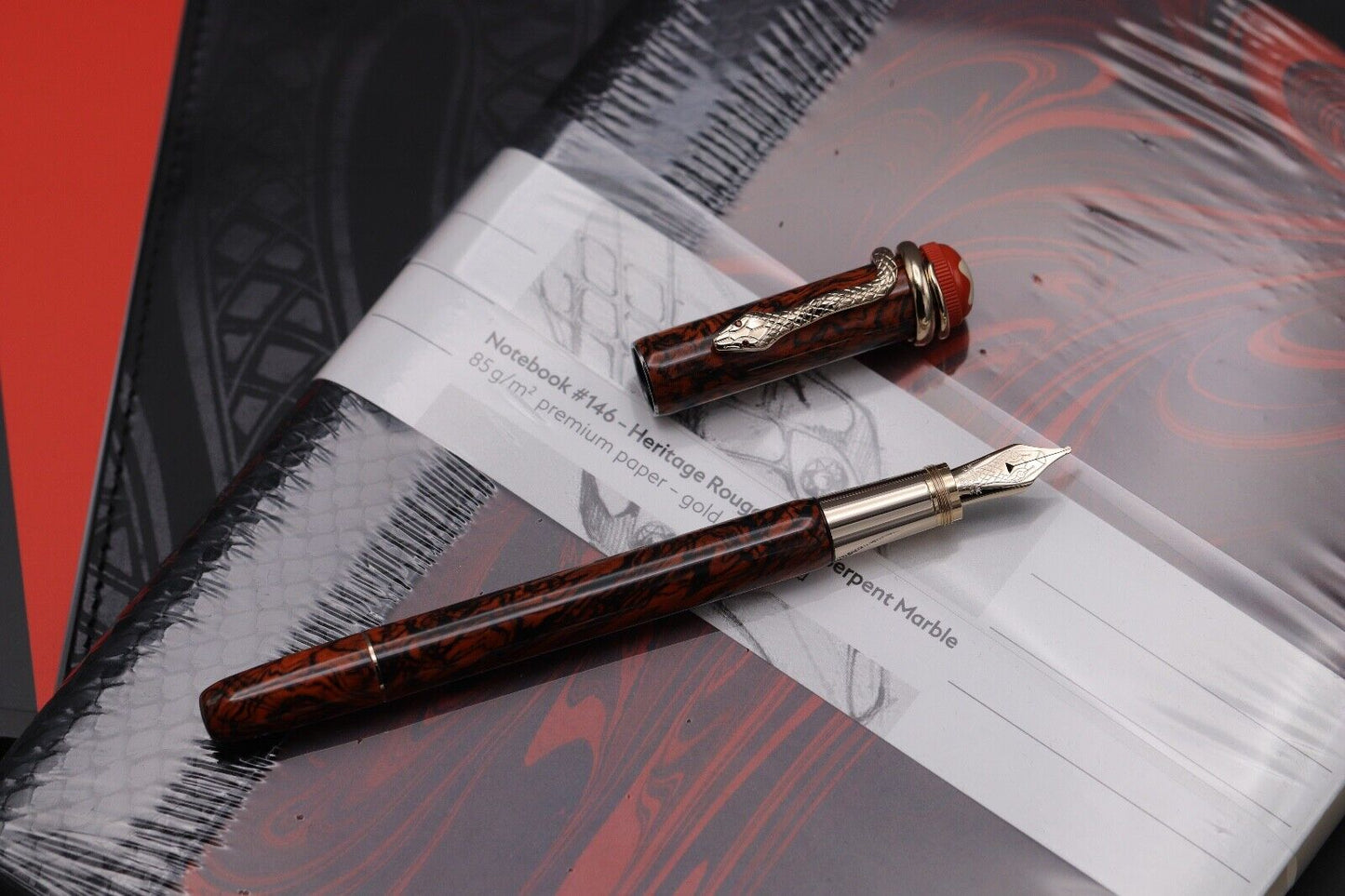 Montblanc Heritage Serpent Marble 'Gift of Writing' Fountain Pen Set - UNUSED image 2