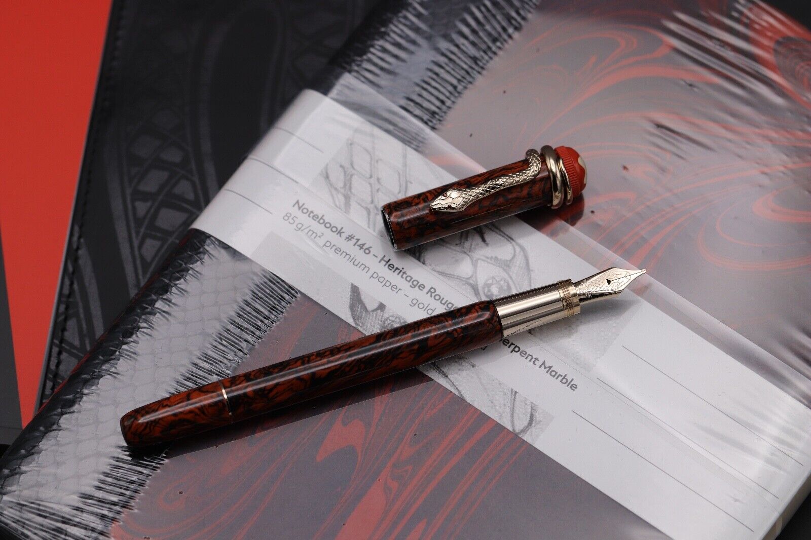 Montblanc Heritage Serpent Marble 'Gift of Writing' Fountain Pen Set - UNUSED image 2