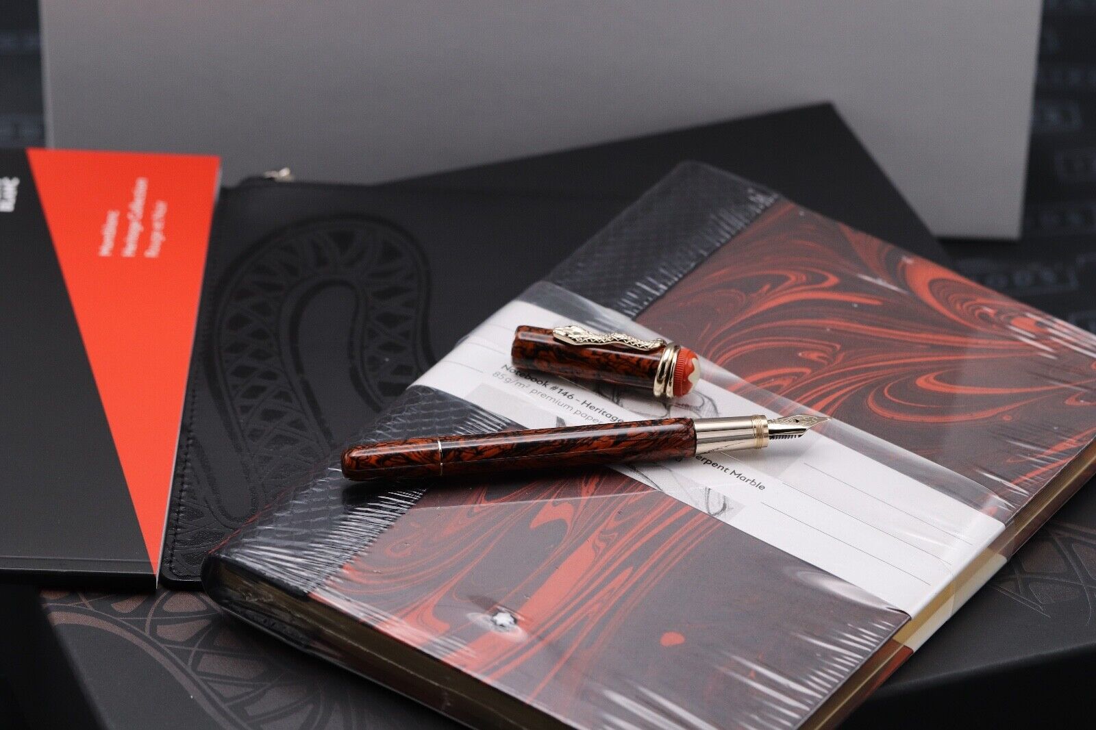 Montblanc Heritage Serpent Marble 'Gift of Writing' Fountain Pen Set - UNUSED image 0