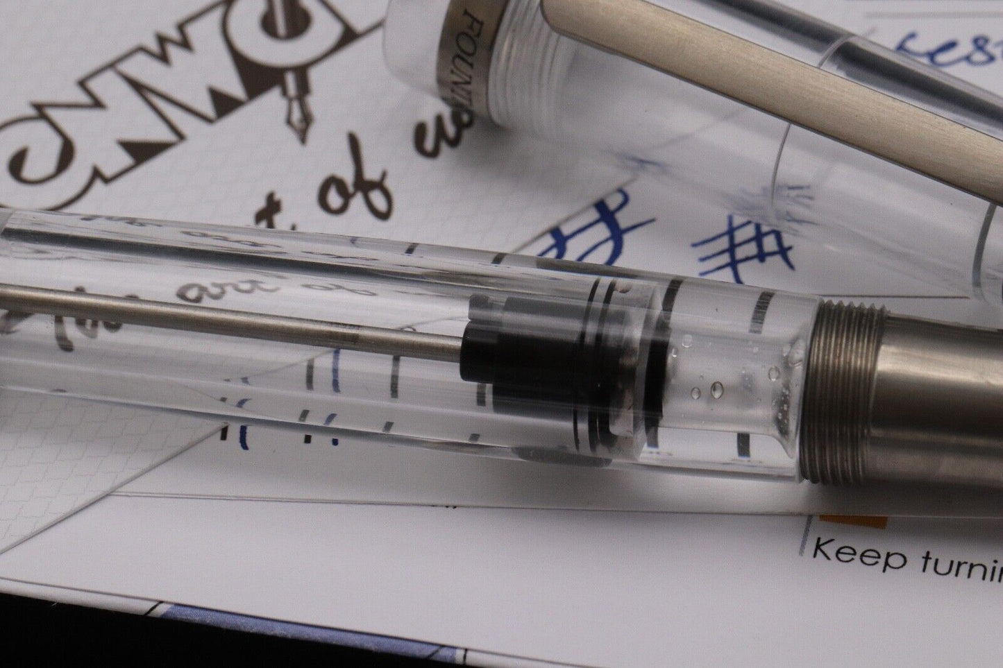 Conid Bulkfiller Kingsize Demonstrator Titanium Fountain Pen - #8 14K Fine Nib image 3