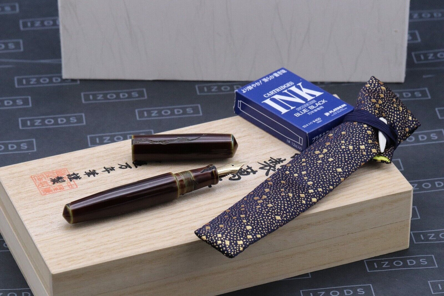 Nakaya Piccolo Cigar Heki-Tamenuri Negoro Fountain Pen - Soft Fine Nakata Nib image 0