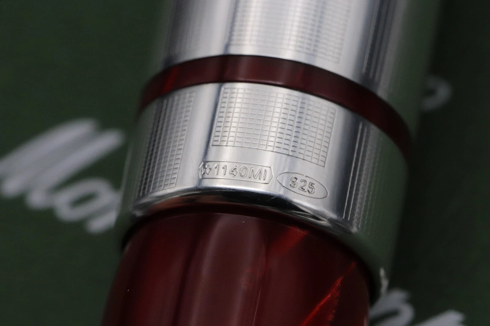 Montegrappa Miya Argento Red Celluloid Sterling Silver Fountain Pen - EF Nib image 3