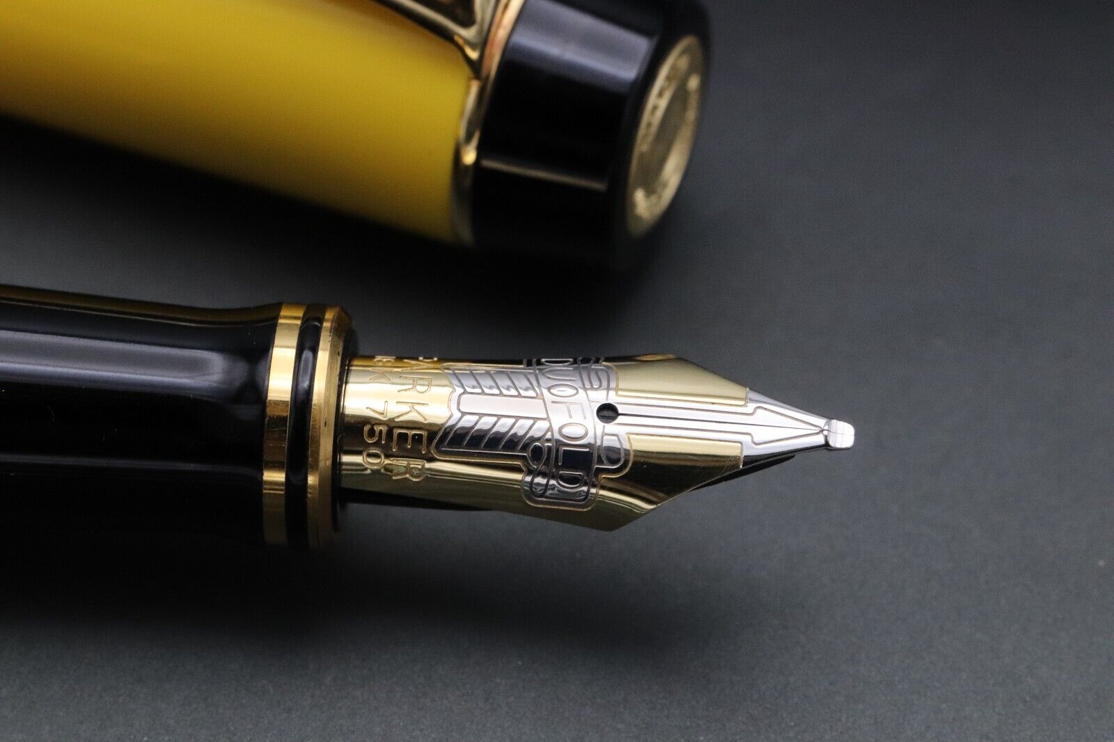 Parker Duofold Centennial Mandarin Yellow LE Fountain Pen - Italic Broad Nib image 2