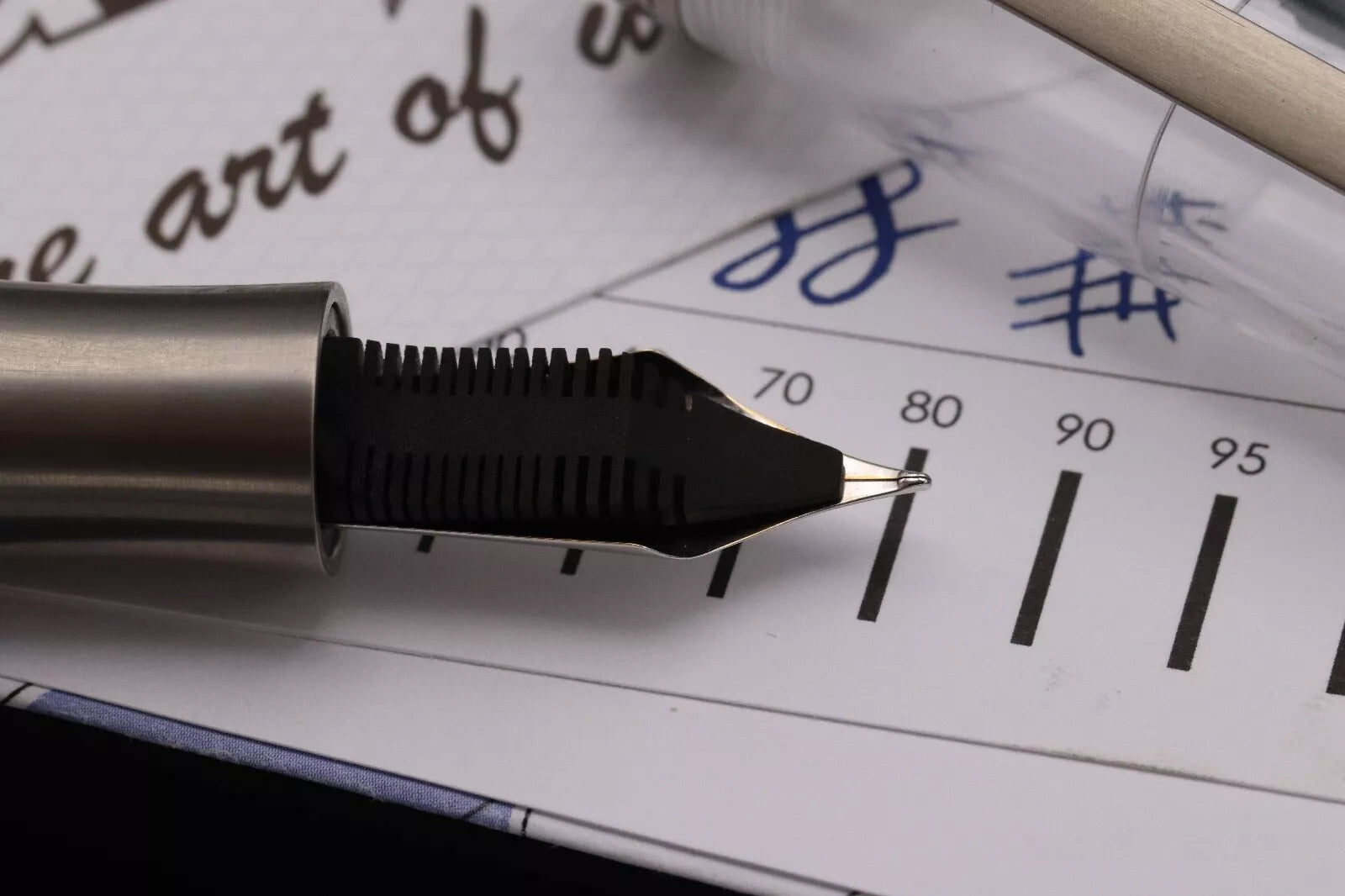 Conid Bulkfiller Kingsize Demonstrator Titanium Fountain Pen - #8 14K Fine Nib image 5