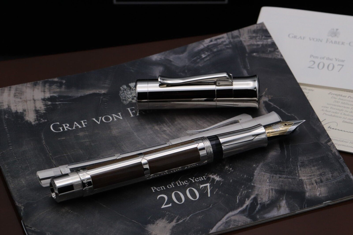 Graf von Faber-Castell Pen of the Year 2007 Petrified Wood Fountain Pen - UNUSED image 1