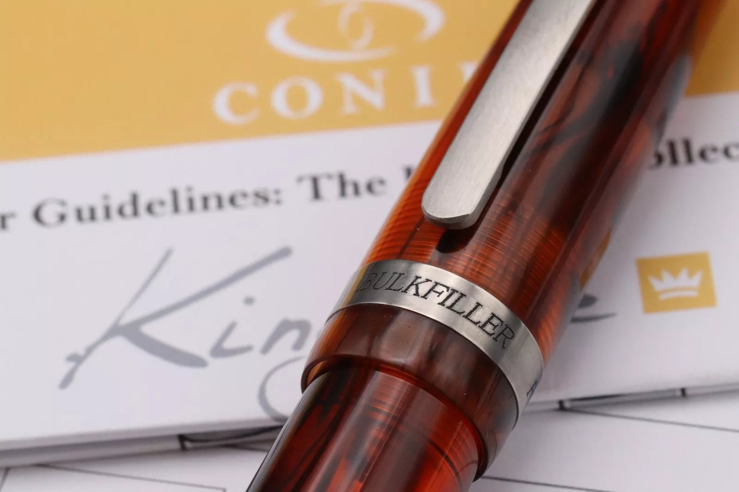 Conid Bulkfiller Kingsize Wild Tiger Titanium Fountain Pen - #8 14k EF Nib image 6