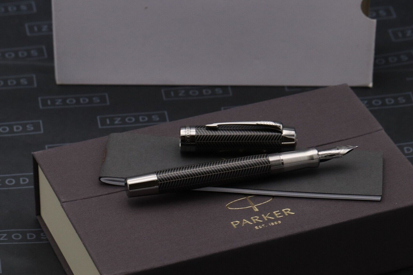 Parker Duofold Centennial Prestige Black Ruthenium Chevron Fountain Pen image 0