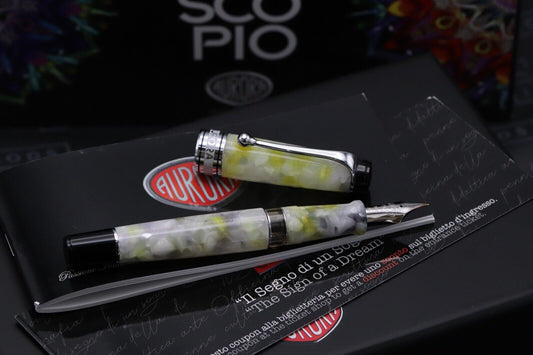 Aurora Optima Caleidoscopio Luce Bianco LE Fountain Pen - Spencerian Nib image 1