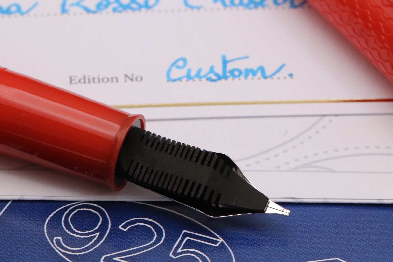 Onoto Magna Classic Rosso Chased Custom 1/1 Fountain Pen - #8 Broad Nib image 4