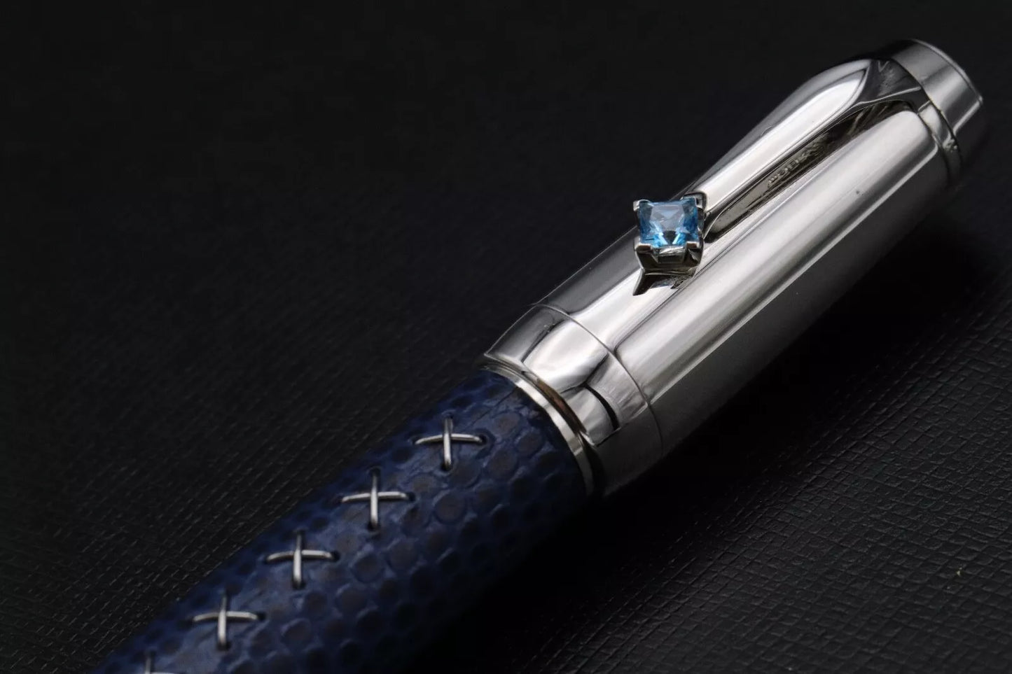 Montblanc Boheme Jewels Topaz Blue Leather Fountain Pen - UNUSED image 5