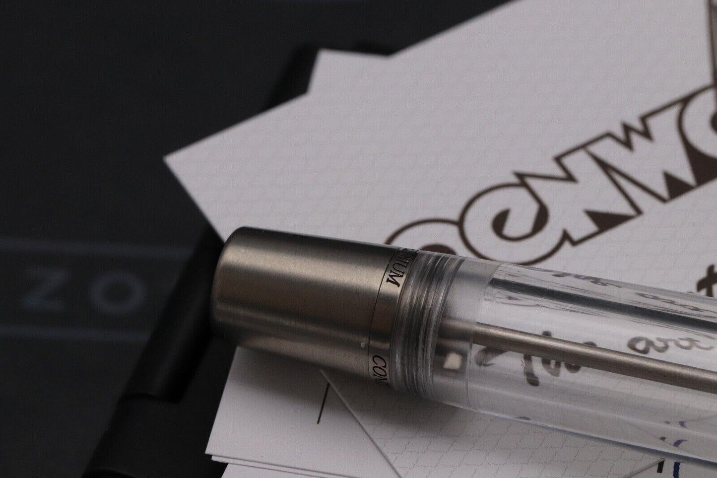 Conid Bulkfiller Kingsize Demonstrator Titanium Fountain Pen - #8 14K Fine Nib image 4