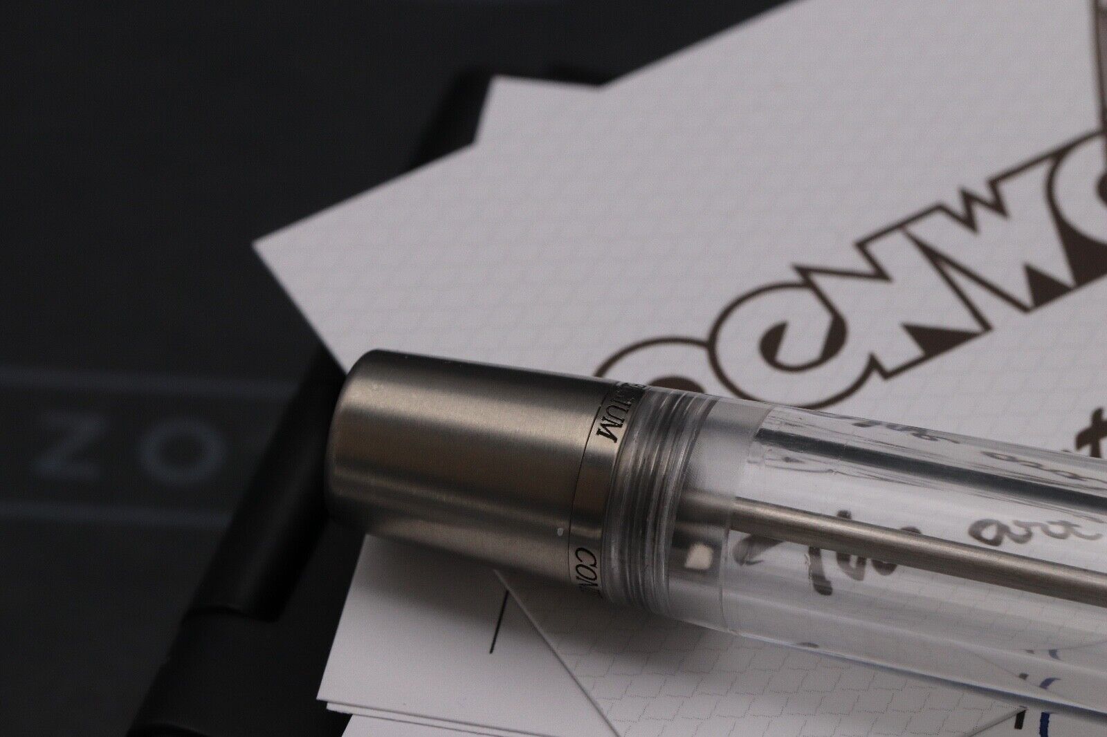 Conid Bulkfiller Kingsize Demonstrator Titanium Fountain Pen - #8 14K Fine Nib image 4