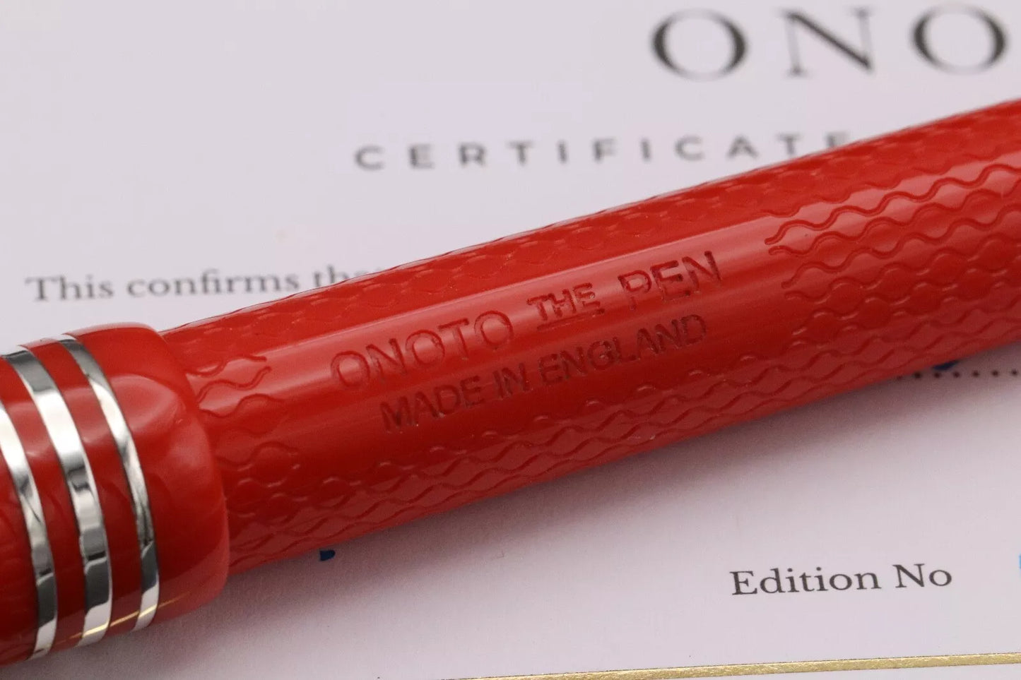 Onoto Magna Classic Rosso Chased Custom 1/1 Fountain Pen - #8 Broad Nib image 6