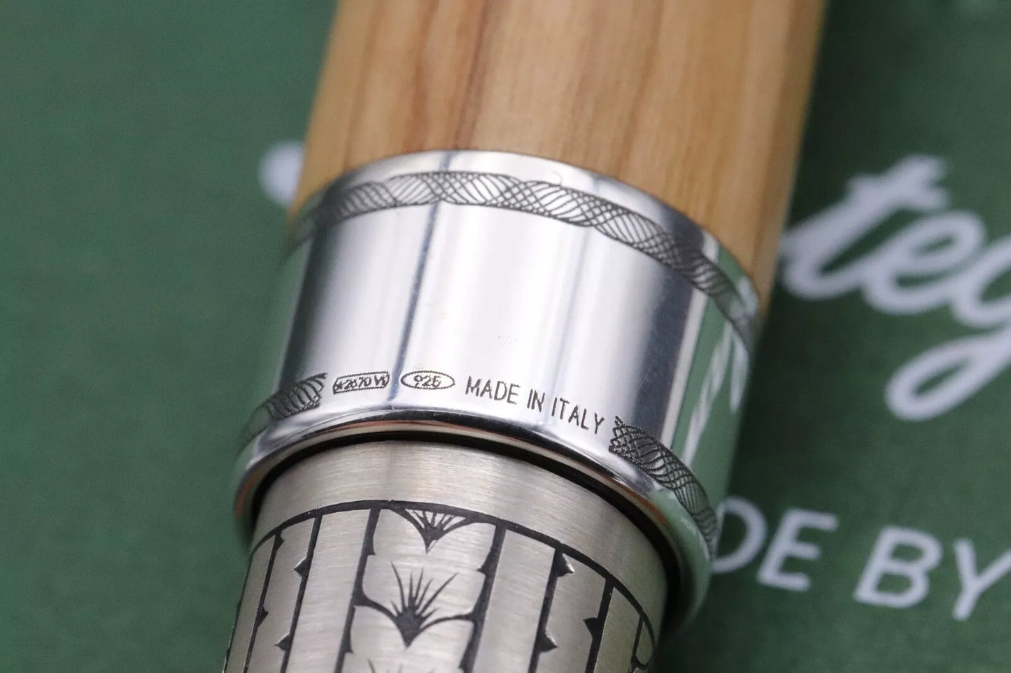 Montegrappa Extra Custom Olivewood Sterling Silver Fountain Pen image 6